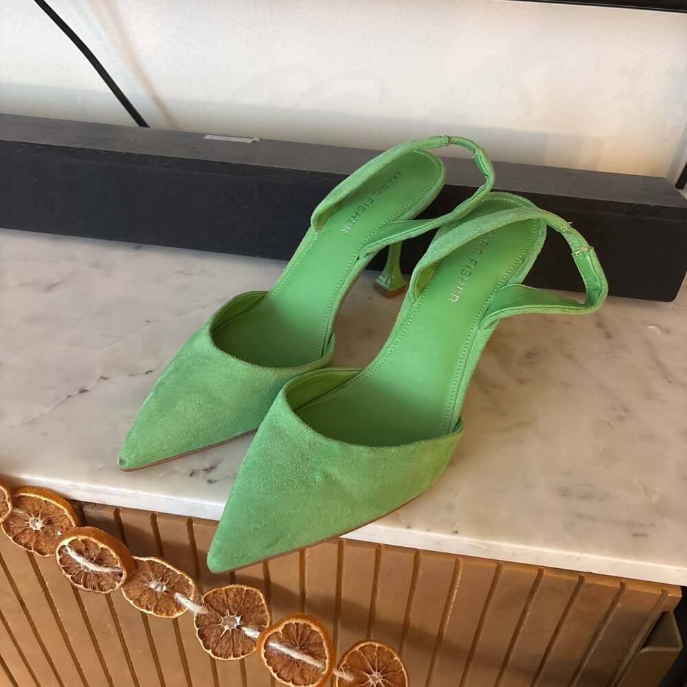 Marc Fisher Hadais Pointed Toe Slingback Pumps in Bright Green